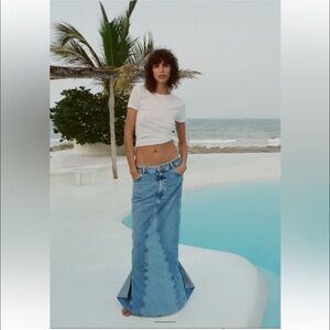 Zara Light Blue Maxi Denim Skirt